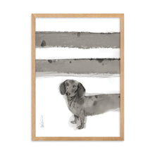 Load image into Gallery viewer, A dachshund dog artwork print with an extra long body that wraps around the print.
