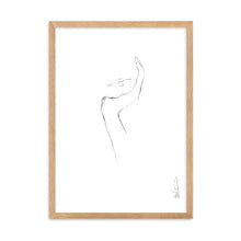 Load image into Gallery viewer, Line art style print artwork with a black line illustrating a womans hand and mouth.
