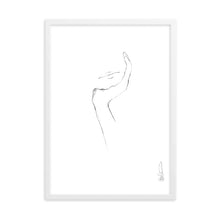 Load image into Gallery viewer, Line art style print artwork with a black line illustrating a womans hand and mouth.