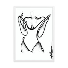 Load image into Gallery viewer, Line art style print artwork with a black line illustrating a woman undressing.