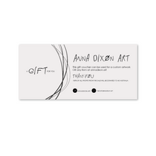 Load image into Gallery viewer, IMage of a gift card voucher for use on Anna Dixon Art website
