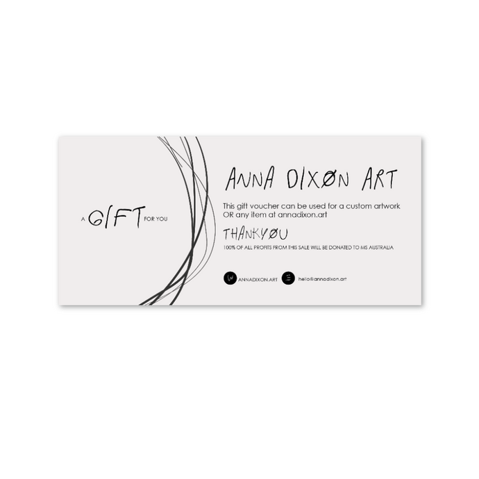 IMage of a gift card voucher for use on Anna Dixon Art website